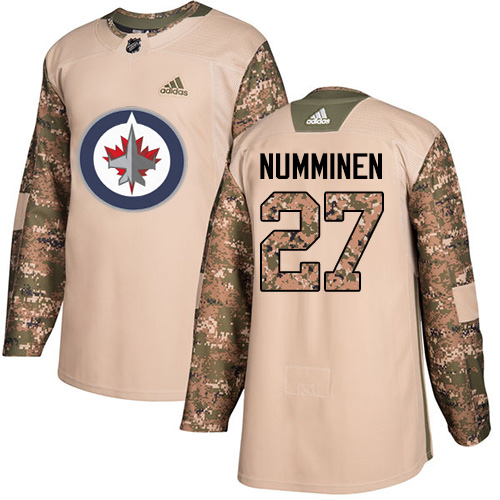 Adidas Jets #27 Teppo Numminen Camo Authentic Veterans Day Stitched NHL Jersey